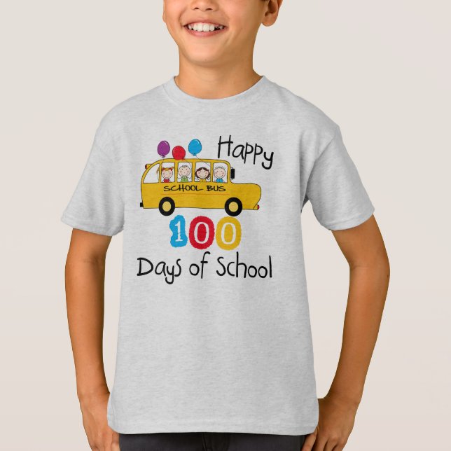 T-shirt Un autobus scolaire fête ses 100 jours (Devant)