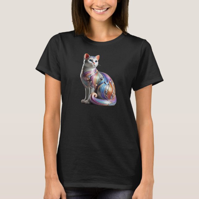 T-shirt Un beau chat assis en trois dimensions. (Devant)