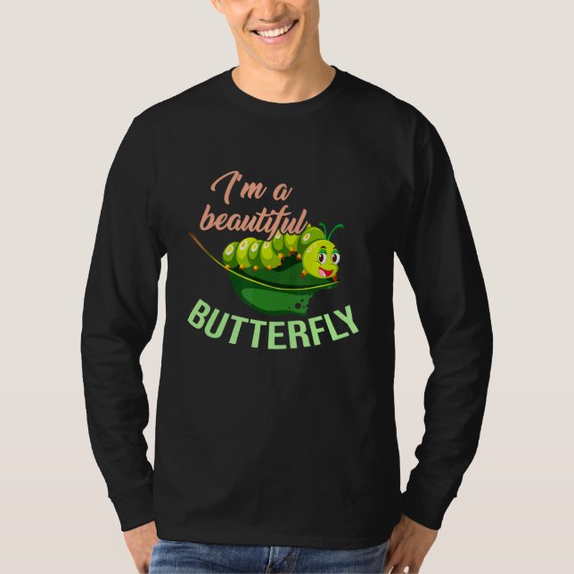 T-shirt Un beau papillon Chenilles Cycle de vie Insecte (Devant)