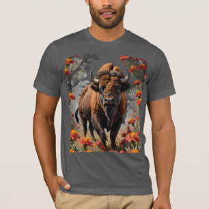 T-shirt Un bison américain entouré de castilléjie des Indi
