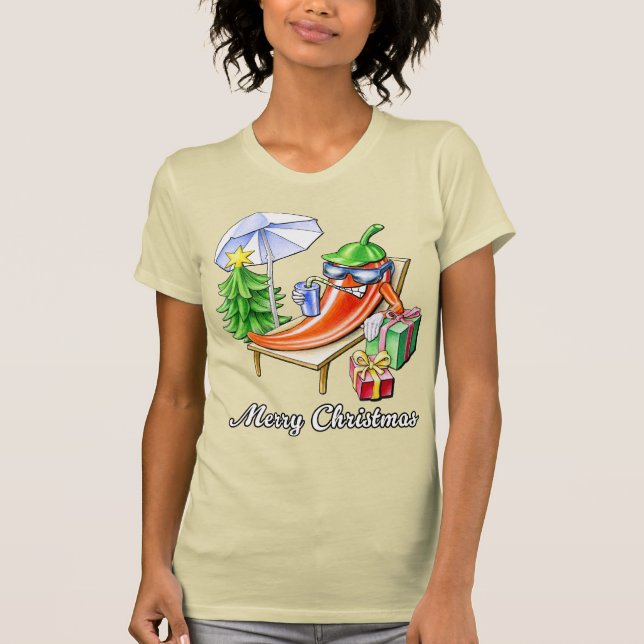 T-shirt Un bon Noël chili sous le soleil et l'arbre (Devant)