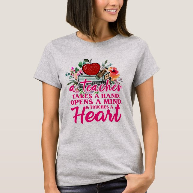 T-shirt Un cadeau pour un enseignant qui prend une main  (Devant)