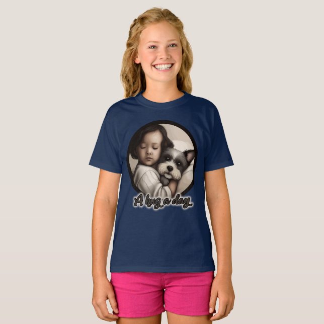 T-shirt Un câlin par jour (Devant entier)