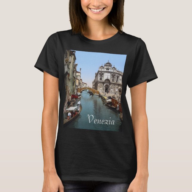 T-shirt Un canal animé à Venise (1900) (Devant)