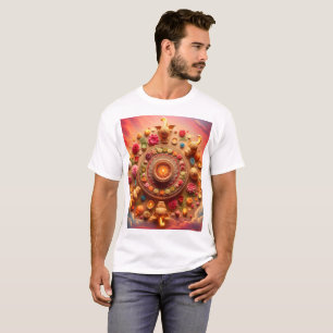 T-shirt un cercle de fleurs et le soleil est entouré de