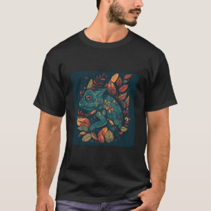 T-shirt Un Chameleon Jouant Caché Et Cherchant Parmi Le Fo