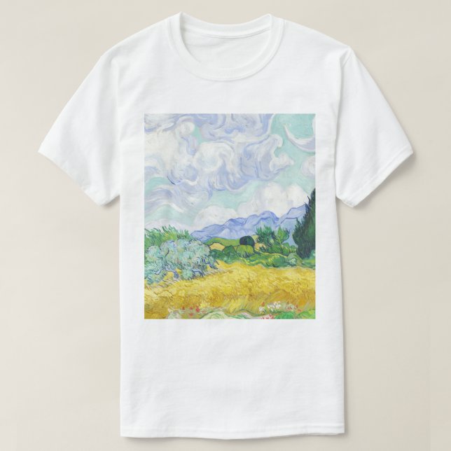 T-shirt Un champ de roues avec Cyprès - Vincent Van Gogh (Design devant)