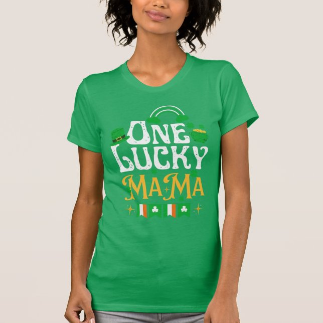 T-shirt Un Chanceux Jour de la Saint Patrick Mama Funny Ir (Devant)