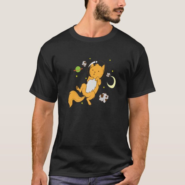 T-shirt Un chat astronaute dans l'espace (Devant)