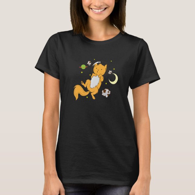 T-shirt Un chat astronaute dans l'espace (Devant)