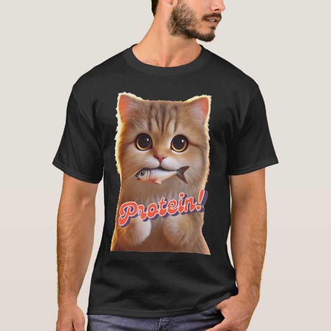 T-shirt Un chat avec son repas (Devant)