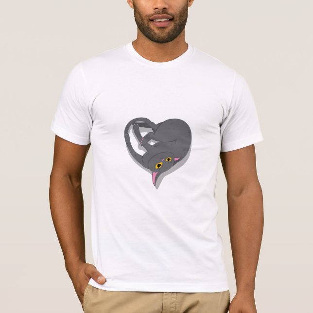 T-shirt Un chat en forme de coeur  (Devant)