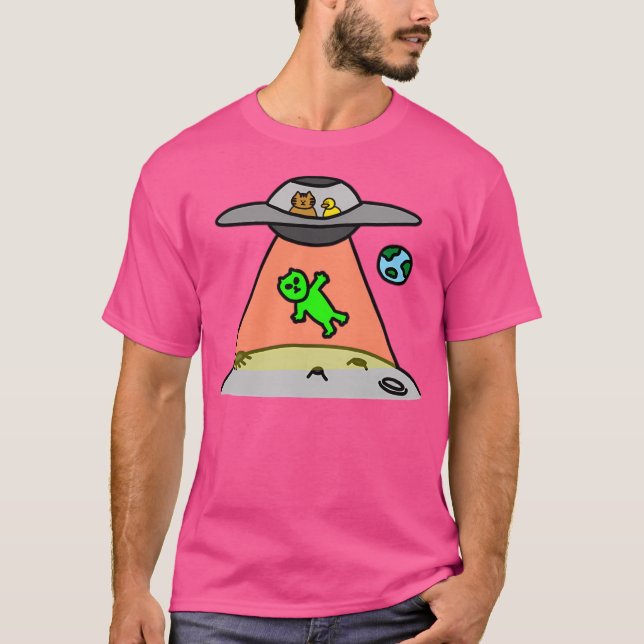 T-shirt Un Chat Et Un Canard Dans L'Ufo (Devant)
