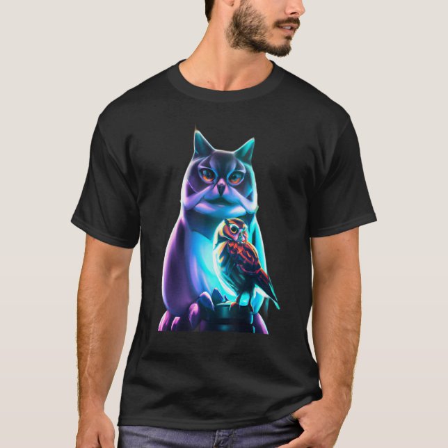 T-SHIRT UN CHAT ET UN HIBOU 3 (Devant)