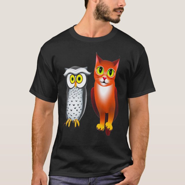 T-SHIRT UN CHAT ET UN HIBOU 4 (Devant)