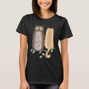 T-shirt Un chat et un hibou, animal mignon
