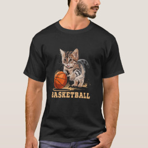T-shirt Un chat jouant un joueur de terrain de basketball 