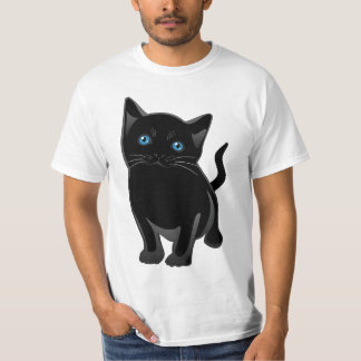 T-shirt " un chat noir aux yeux bleus"