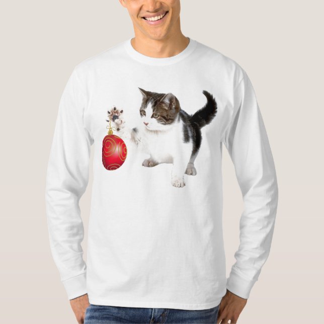 T-shirt Un chaton décore votre arbre de Noël (Devant)