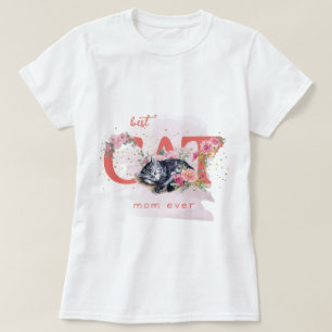 T-shirt Un Chaton Sommeil Est Entouré De Fleurs
