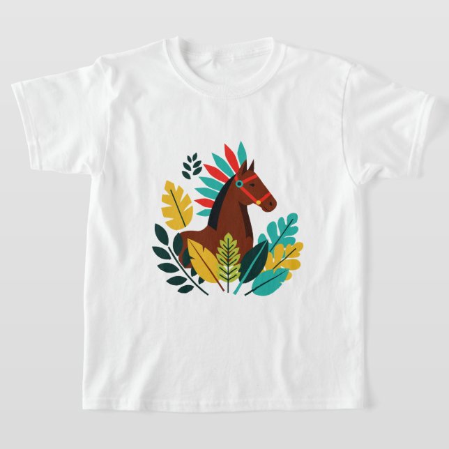 T-shirt Un cheval dans un style graphique (Poser)