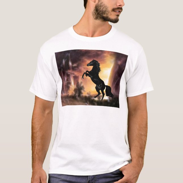 T-shirt Un cheval de Stallion friésien (Devant)