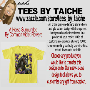 T-shirt Un Cheval Entouré De Fleurs De Violette Commune