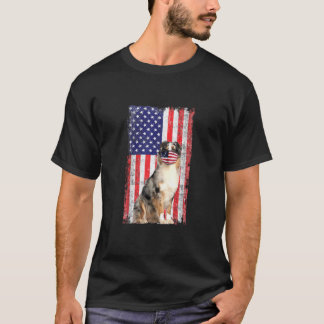 T-shirt Un Chien Du Drapeau Américain Australien Porte Le 