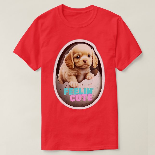 T-shirt Un chien émerge de son oeuf (Design devant)