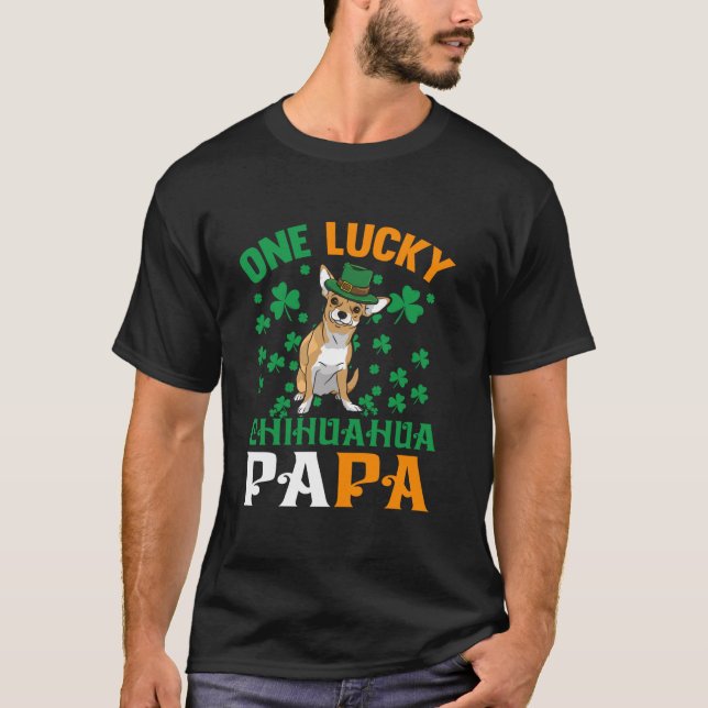 T-shirt Un Chien Lucky Papa Red Chihuahua Papa St patrick  (Devant)