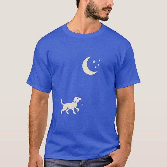 T-shirt un chien une lune et des étoiles (Devant)