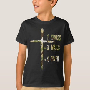 T-shirt Un chrétien Une croix plus trois clous égale pardo
