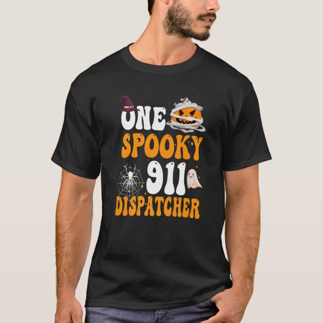 T-shirt Un Citrouille de répartiteur Éffrayant 911 Boos Ha (Devant)