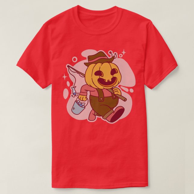 T-shirt Un Citrouille Sur La Pêche  (Design devant)