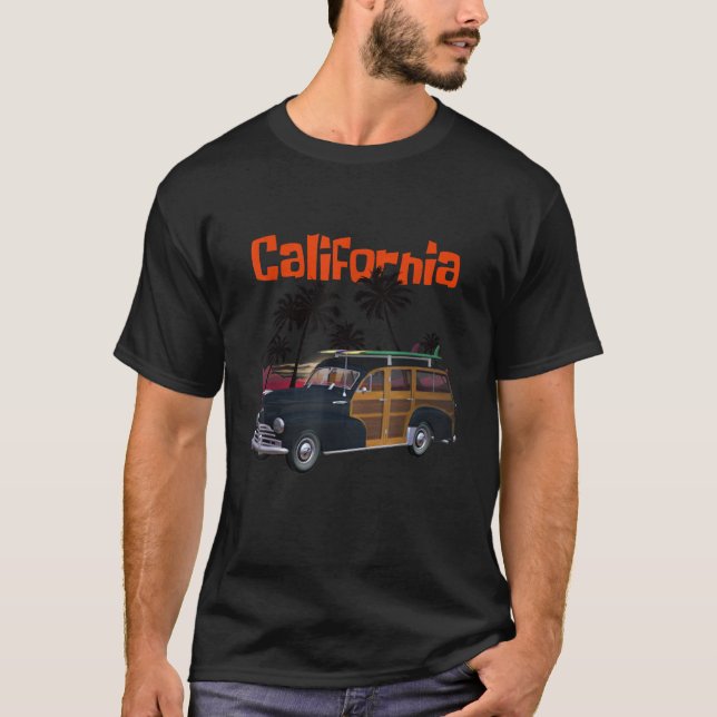 T-shirt Un classique cool en bois style surf California (Devant)