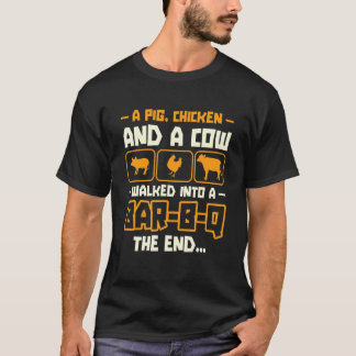 T-shirt Un cochon, une poule et une vache entrent dans un