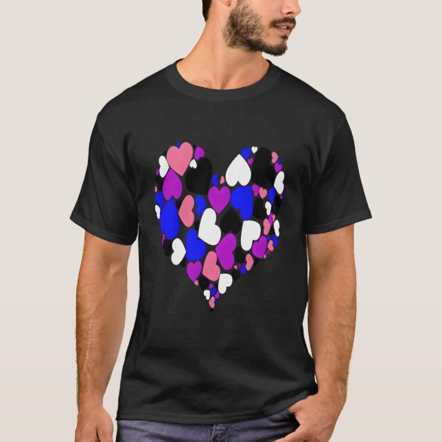 T-shirt Un Coeur De Coeurs Genderfluide Fière D'Aimer (Devant)