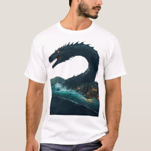 T-shirt Un colossal serpent de mer qui tourne autour d'une