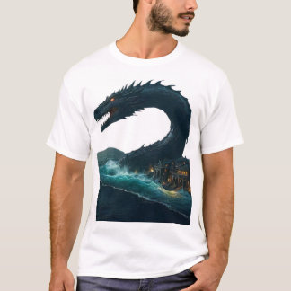 T-shirt Un colossal serpent de mer qui tourne autour d'une