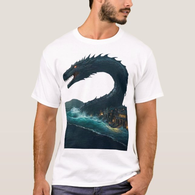 T-shirt Un colossal serpent de mer qui tourne autour d'une (Devant)