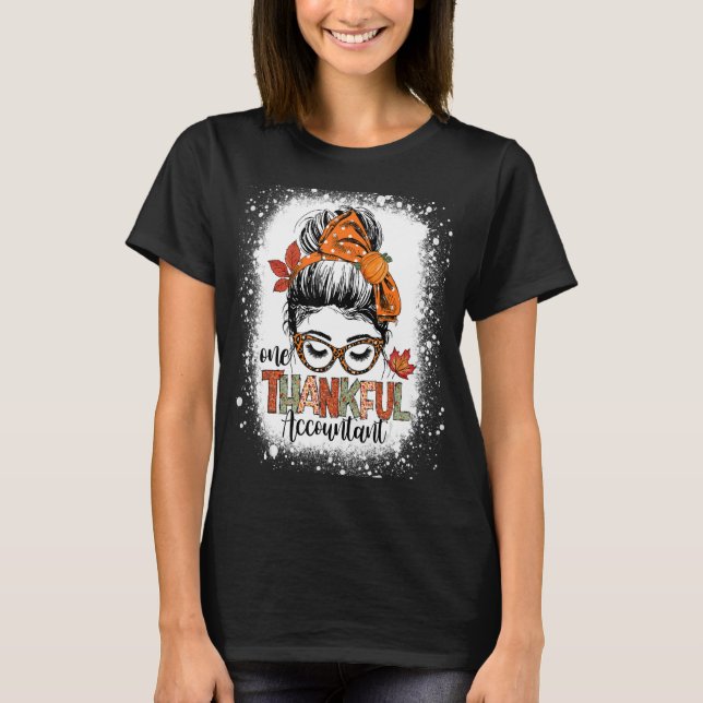 T-shirt Un Comptable Remerciant Messy Bun Automne Automne  (Devant)
