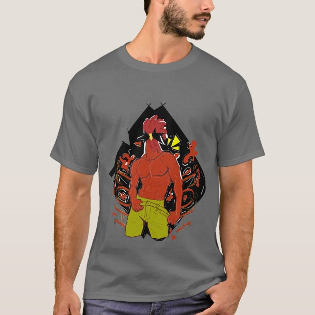 T-shirt Un coq chaud dans le style pop art (Devant)