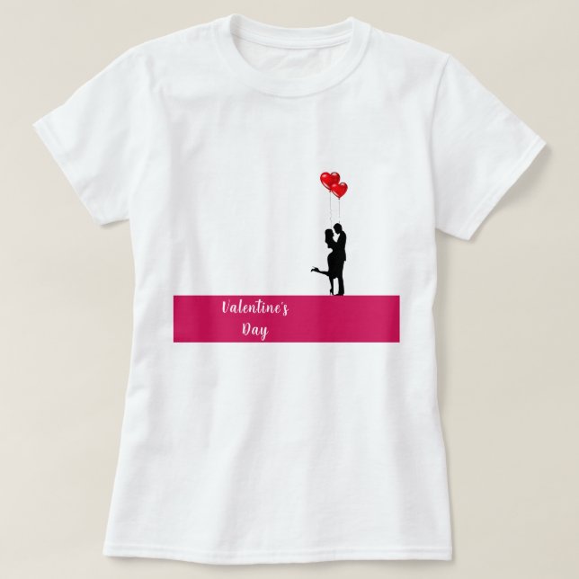 T-shirt Un couple amoureux de la silhouette romantique. Sa (Design devant)