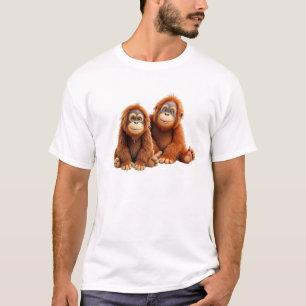 T-shirt Un couple d’orang-outan mignons.