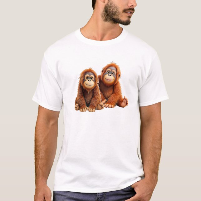 T-shirt Un couple d’orang-outan mignons. (Devant)
