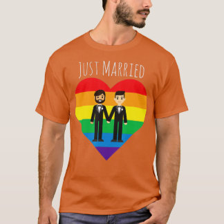 T-shirt Un couple gay vient de se marier Rainbow LGBT Mari