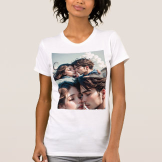 T-shirt Un couple romantique s'embrasser sur Road