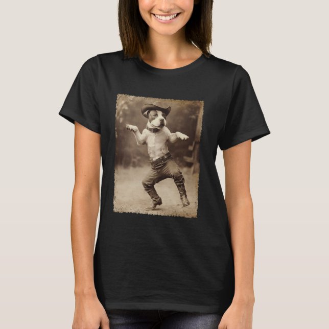 T-shirt Un cow-boy de chien Pitbull (Devant)