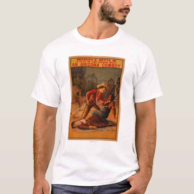T-shirt Un cowboy de l'Arizona - cowboy et combat indien (Devant)