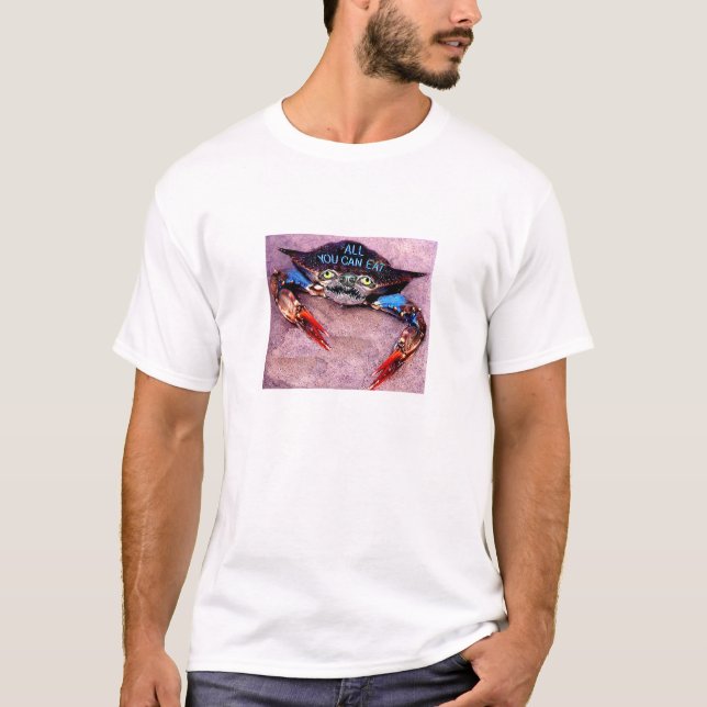 T-shirt Un crabe de bleu-griffe de drôle-visage (Devant)